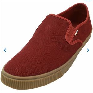 Tom’s Men’s Baja Canvas Slip On Sneaker. Brick Red